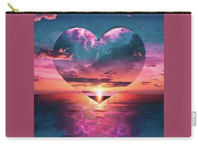 Sunset heart Over the Ocean - Carry-All Pouch