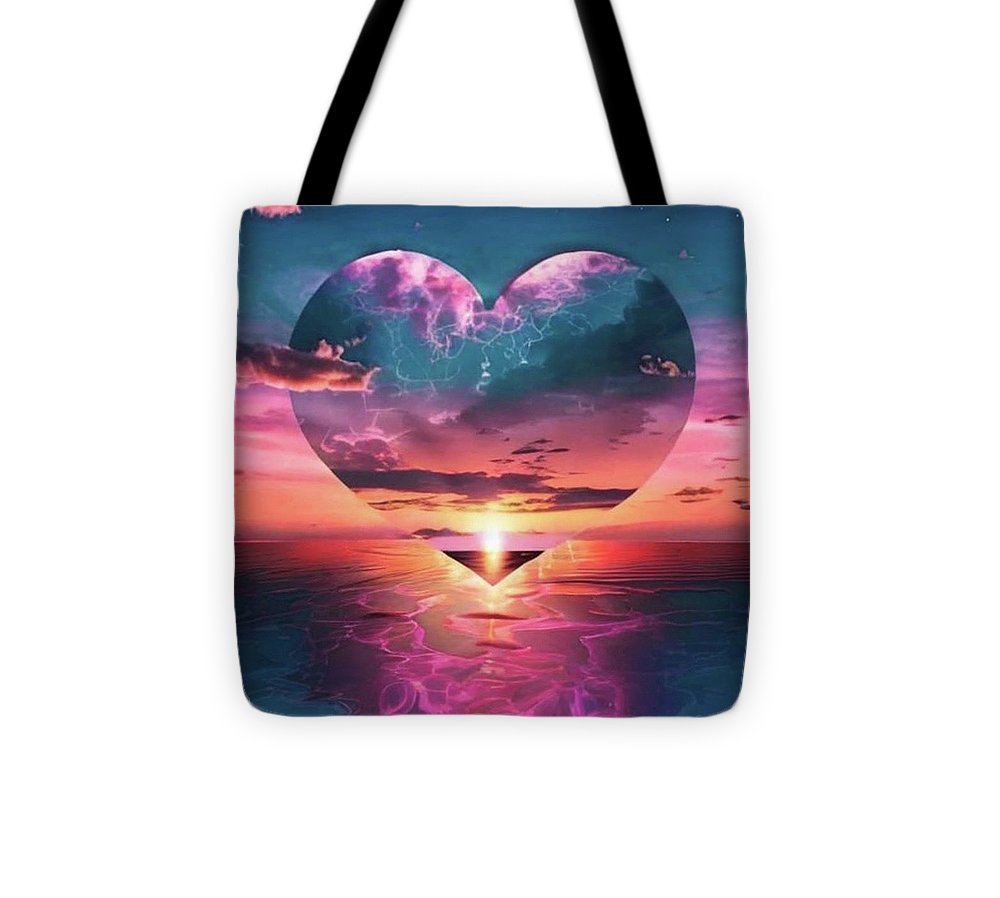 Sunset heart Over the Ocean - Tote Bag