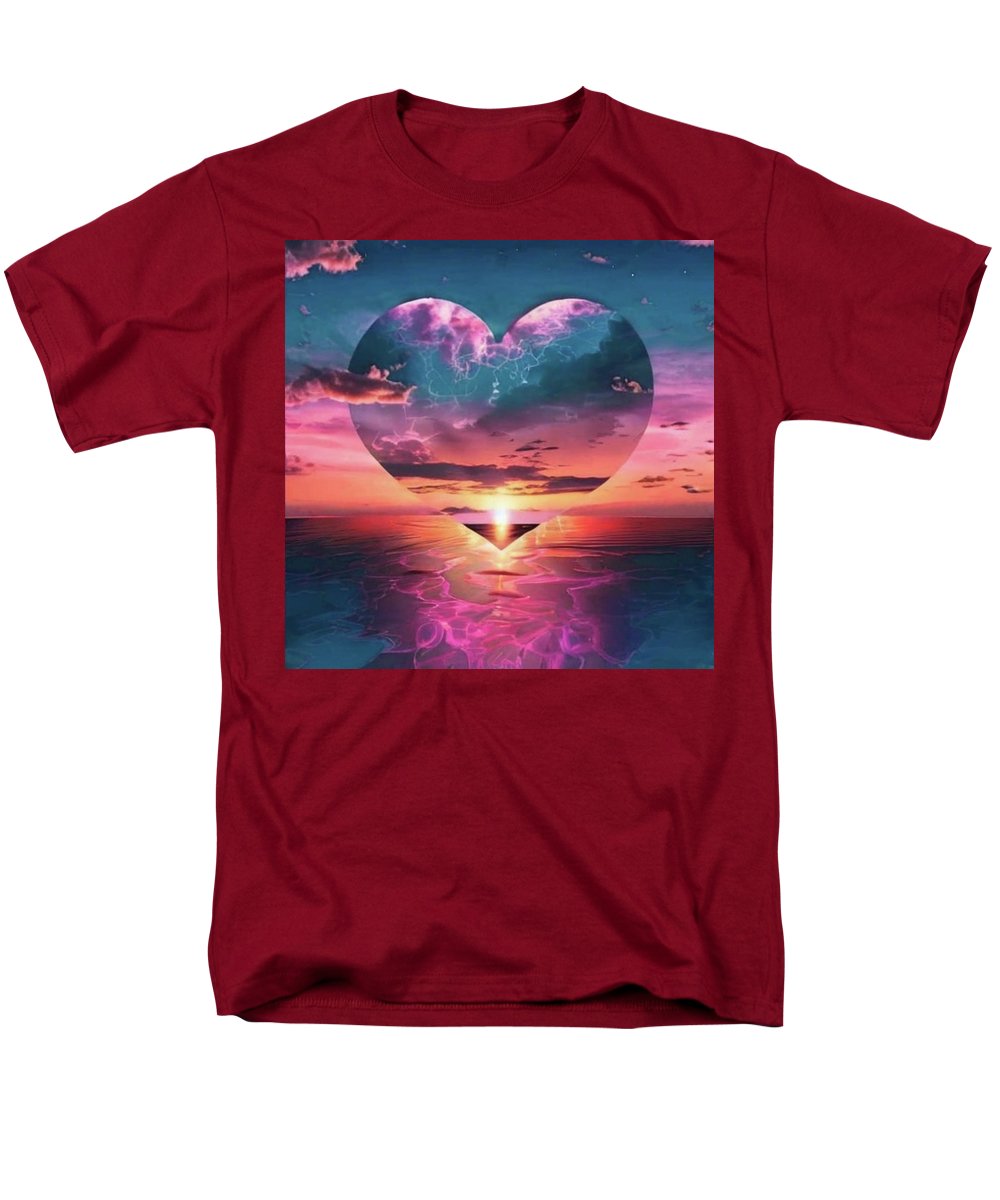 Sunset heart Over the Ocean - Men's T-Shirt Regular Fit