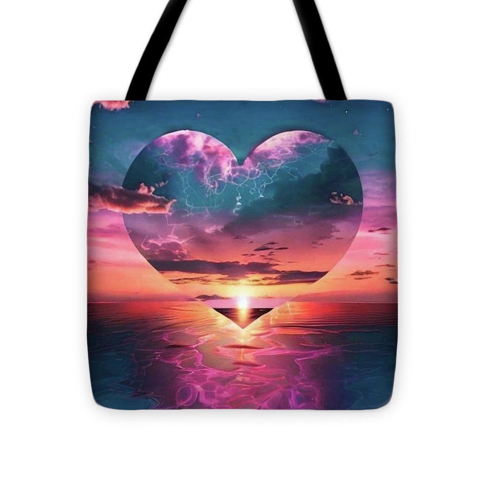 Sunset heart Over the Ocean - Tote Bag