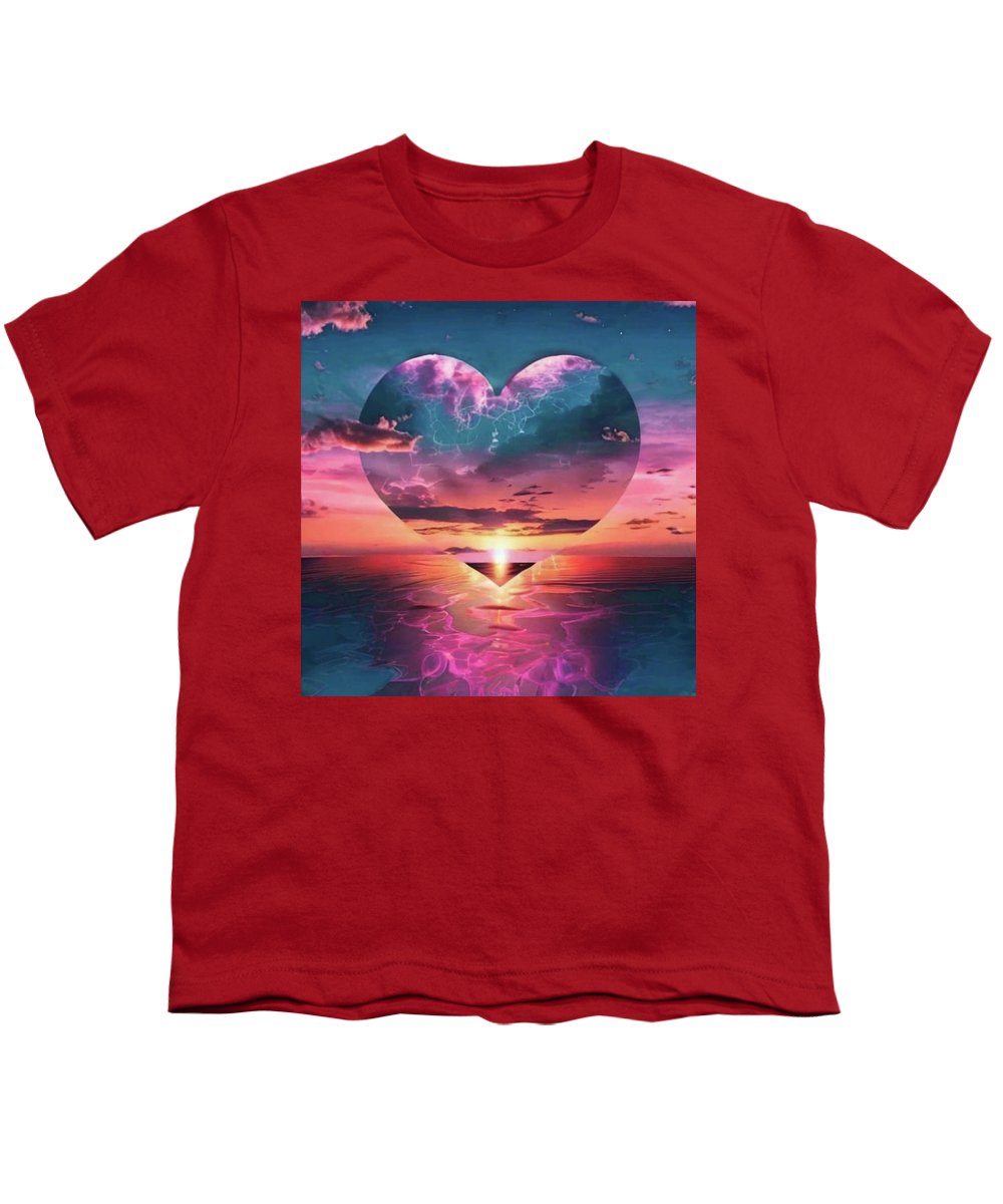 Sunset heart Over the Ocean - Youth T-Shirt