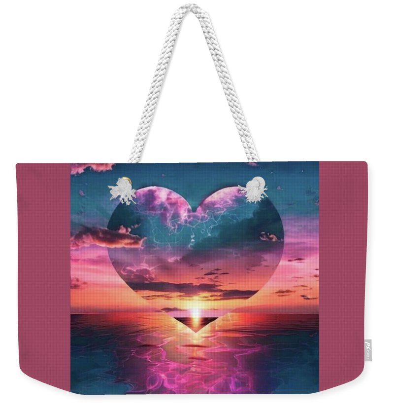 Sunset heart Over the Ocean - Weekender Tote Bag