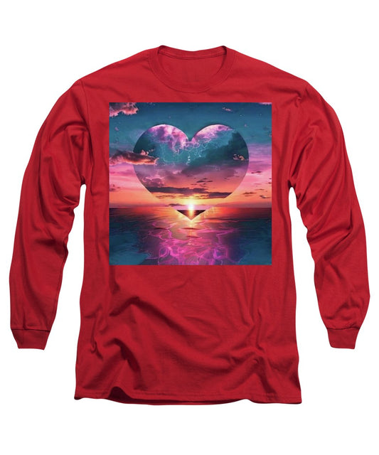 Sunset heart Over the Ocean - Long Sleeve T-Shirt