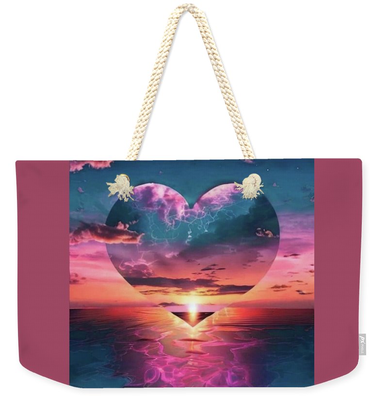 Sunset heart Over the Ocean - Weekender Tote Bag