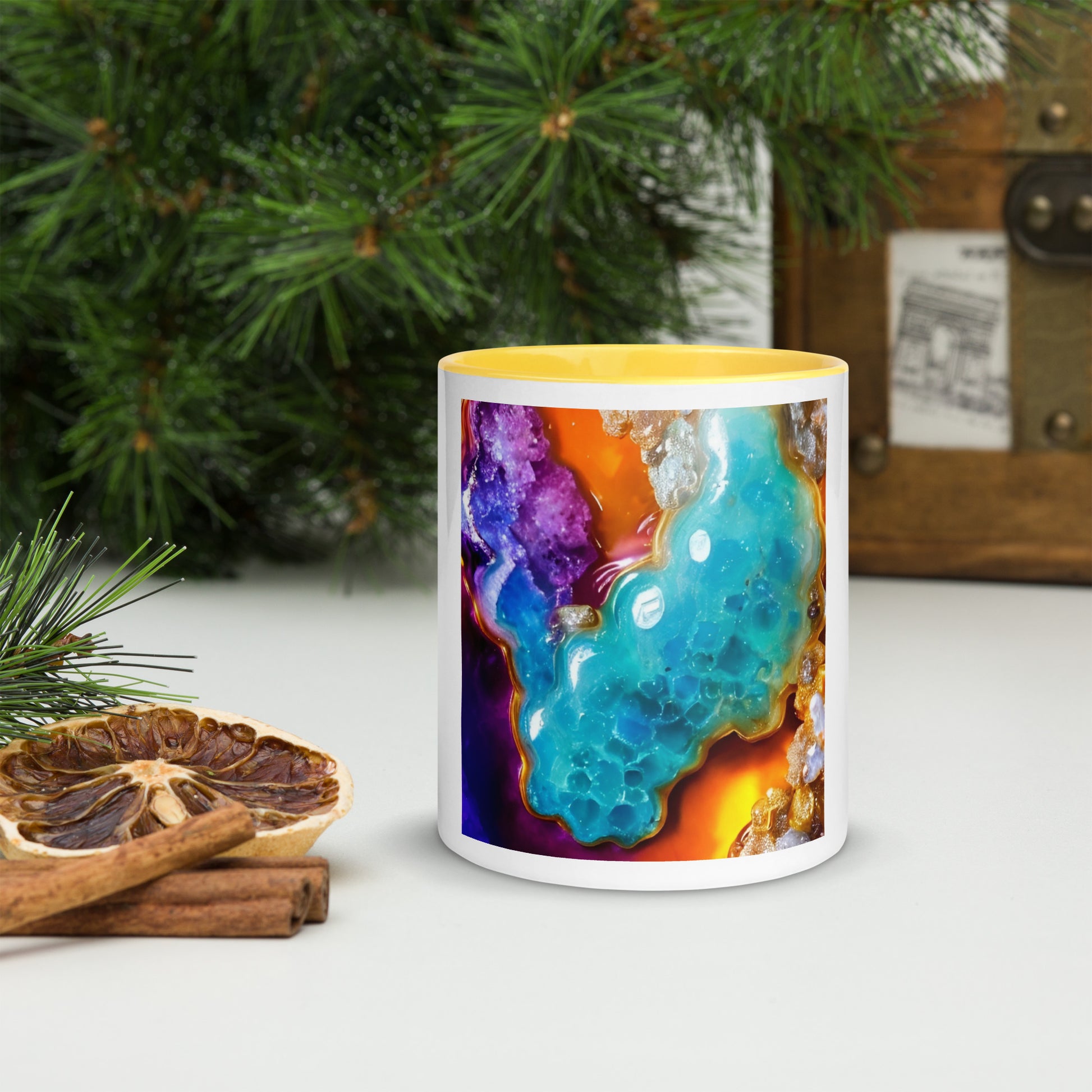 Rachy Sparkle Agate Fusion Ceramic Coffee or Tea Mug with Color Inside